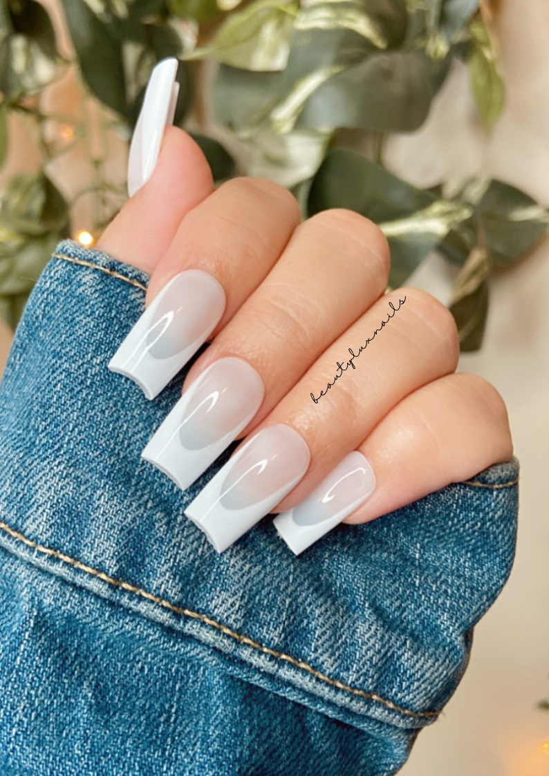 Acrylic Nail Inspo: Milky White French Tips