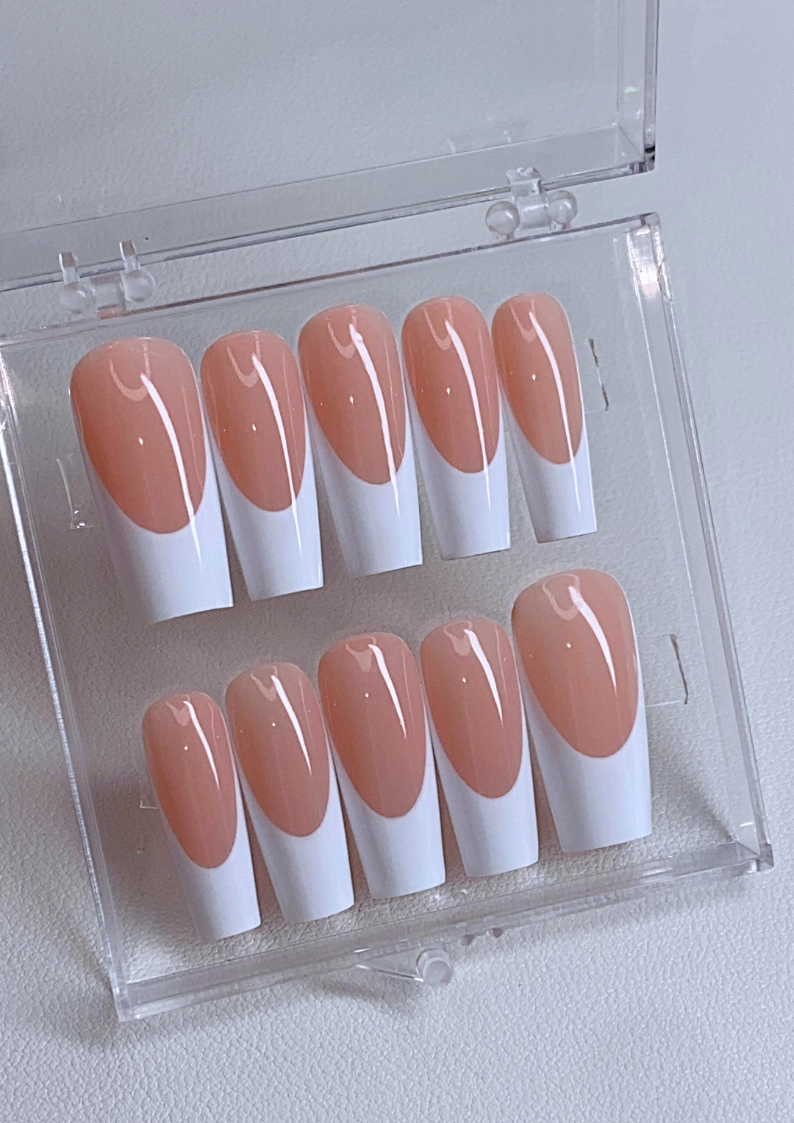 Elegant Nude Satin French Manicure