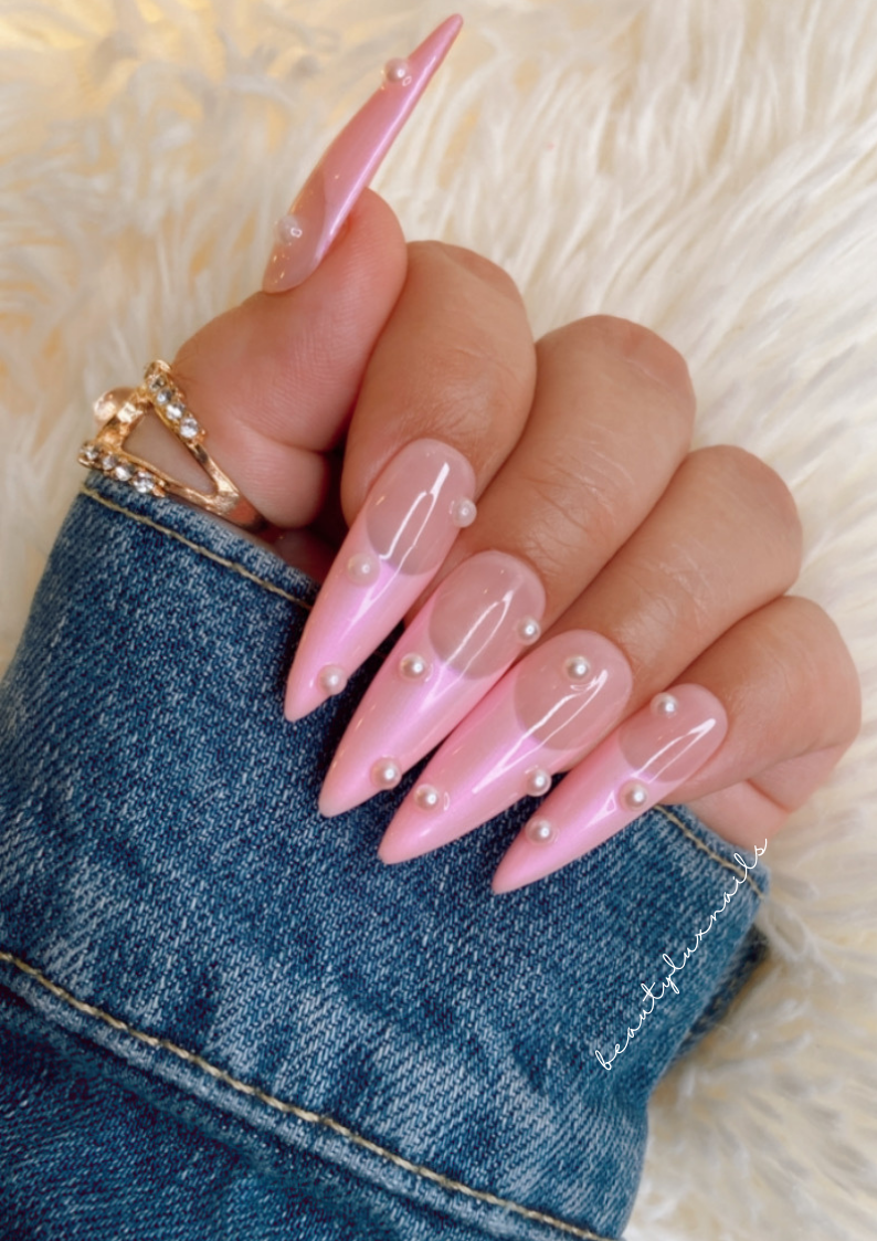 20 Baby Pink Short Stiletto Nails | Nails inspiration, Nails, Trendy nails